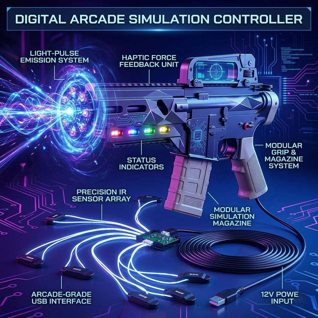 Retro Gaming Light Gun - Arcade Simulation Controller with Real Recoil